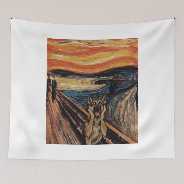 Item preview, German Shepherd Scream - Edvard Munch Parody Art designed and sold by Animal Xeno Circus.