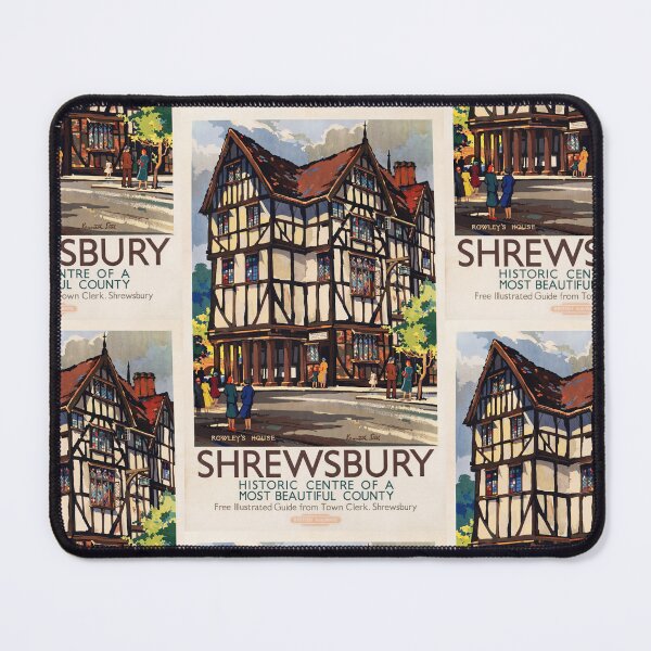 Item preview, Shrewsbury Historic Timber Frame Building Town Street Travel Poster : vintage Aesthetic designed and sold by artofuniverse.