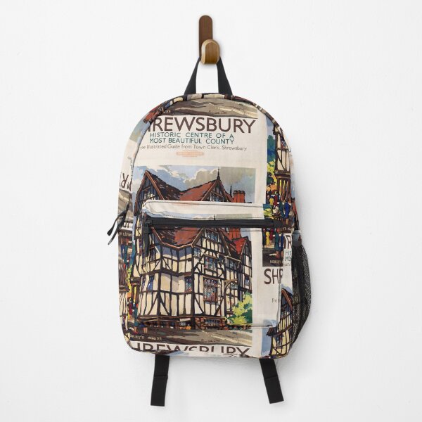 Item preview, Shrewsbury Historic Timber Frame Building Town Street Travel Poster : vintage Aesthetic designed and sold by artofuniverse.