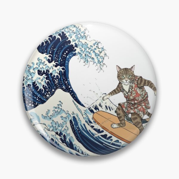 Item preview, The Great Wave Surfer Cat - Hokusai Parody designed and sold by Animal Xeno Circus.