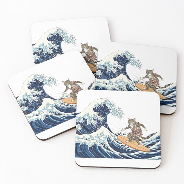 Item preview, The Great Wave Surfer Cat - Hokusai Parody designed and sold by Animal Xeno Circus.