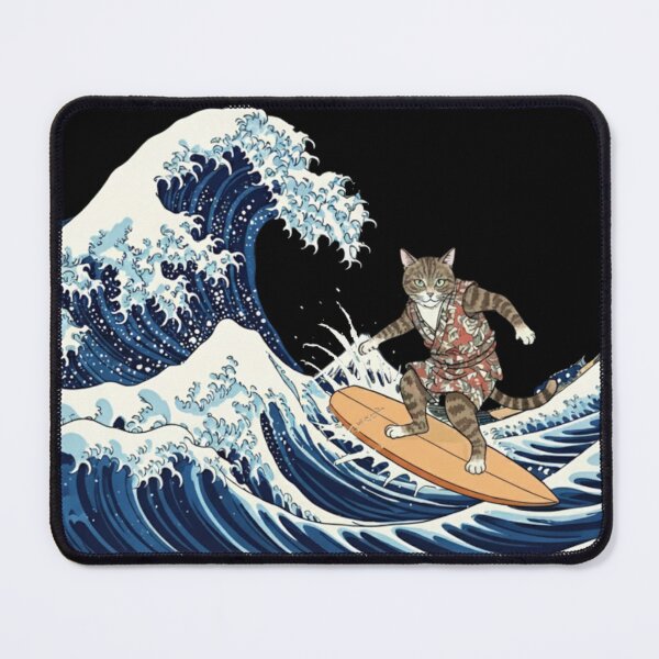Item preview, The Great Wave Surfer Cat - Hokusai Parody designed and sold by Animal Xeno Circus.