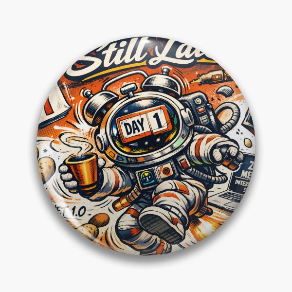 Item preview, First Day on Mars Still Late Funny Astronaut Space Humor Interplanetary Standup Zoom Meeting Retro Sci-Fi Art by Vivaan Studio designed and sold by Vivaan Studio.
