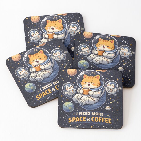 Item preview, I Need More Space & Coffee – Cute Cat Astronaut designed and sold by Color Reverie.