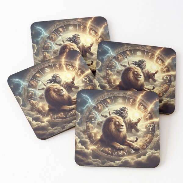 Item preview, Majestic Golden Leo Zodiac Wheel Art designed and sold by Zodiac Celestial Art.