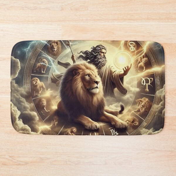 Item preview, Majestic Golden Leo Zodiac Wheel Art designed and sold by Zodiac Celestial Art.