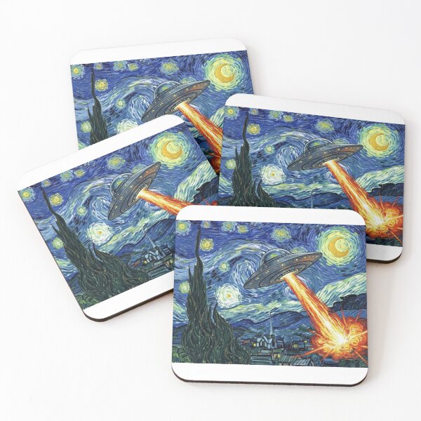 Item preview, UFO Invasion in Van Gogh's Starry Night designed and sold by Animal Xeno Circus.