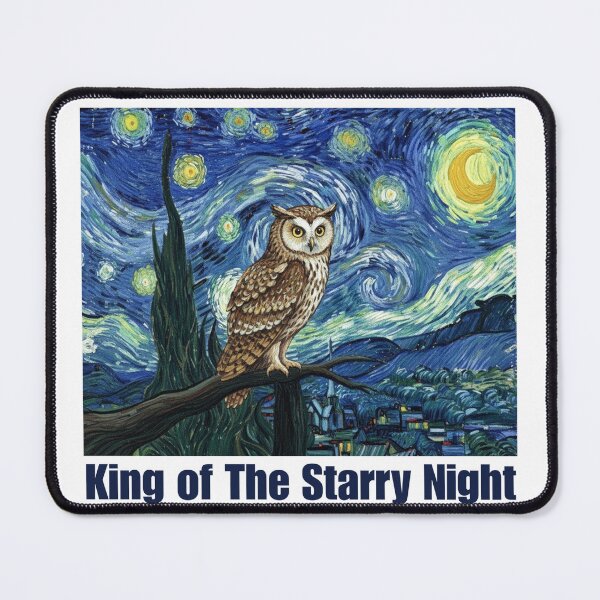 Item preview, King of The Starry Night - Van Gogh Owl Parody designed and sold by Animal Xeno Circus.
