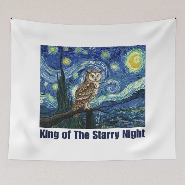 Item preview, King of The Starry Night - Van Gogh Owl Parody designed and sold by Animal Xeno Circus.