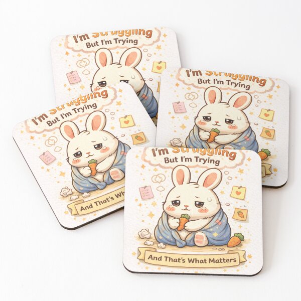 Item preview, I’m Struggling But I’m Trying – Cute Bunny Motivation Illustration designed and sold by Color Reverie.