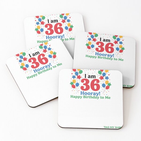Item preview, I am 36 Hooray! Happy Birthday to Me - Tag My Shirt designed and sold by Tag My Shirt - Clothing Made to Be Written On..