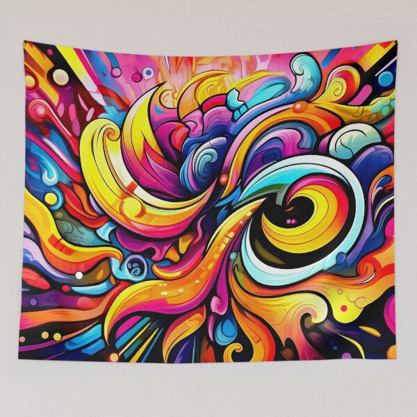 Item preview, Colorful Wallcovering Tapestry, duvet cover, throw blanket, shower curtain designed and sold by CharlottePlaceArt.