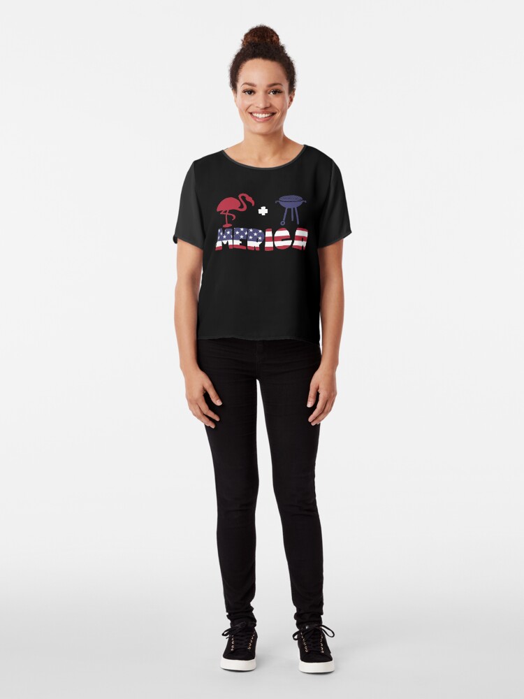 Vista alternativa de Blusa Funny Flamingo plus Barbeque Merica American Flag