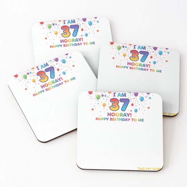 Item preview, I am 37 Hooray! Happy Birthday to Me - Tag My Shirt designed and sold by Tag My Shirt - Clothing Made to Be Written On..