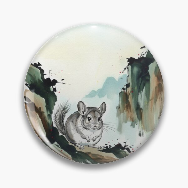 Item preview, Chinchilla in the Mountain Mist - Asian Ink Art designed and sold by Animal Xeno Circus.