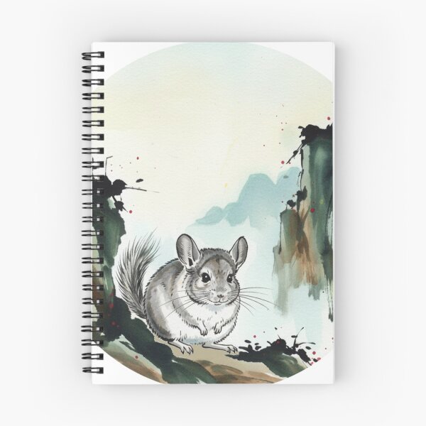 Item preview, Chinchilla in the Mountain Mist - Asian Ink Art designed and sold by Animal Xeno Circus.