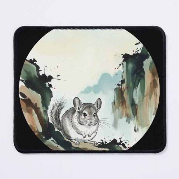 Item preview, Chinchilla in the Mountain Mist - Asian Ink Art designed and sold by Animal Xeno Circus.