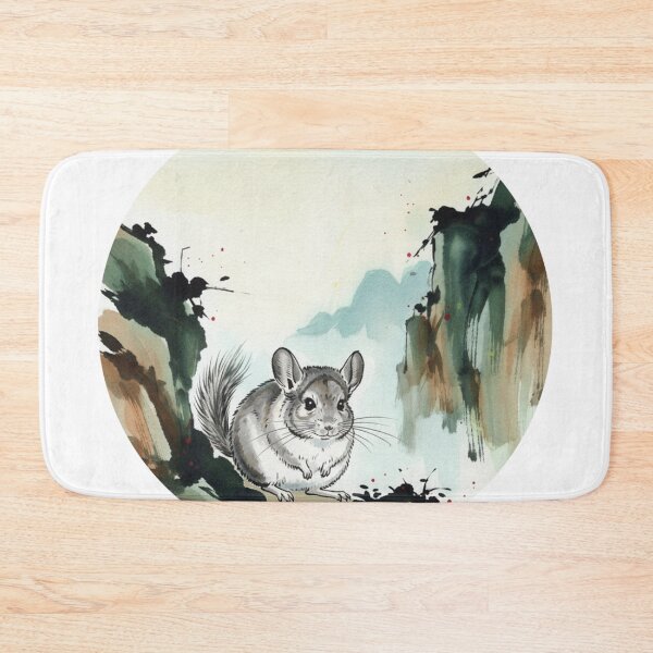 Item preview, Chinchilla in the Mountain Mist - Asian Ink Art designed and sold by Animal Xeno Circus.