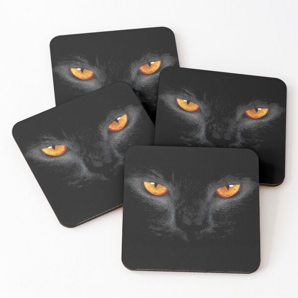 Item preview, Mysterious Black Cat Eyes: Glowing Amber Gaze Art | Ancient Egypt Art designed and sold by GulfSignature.