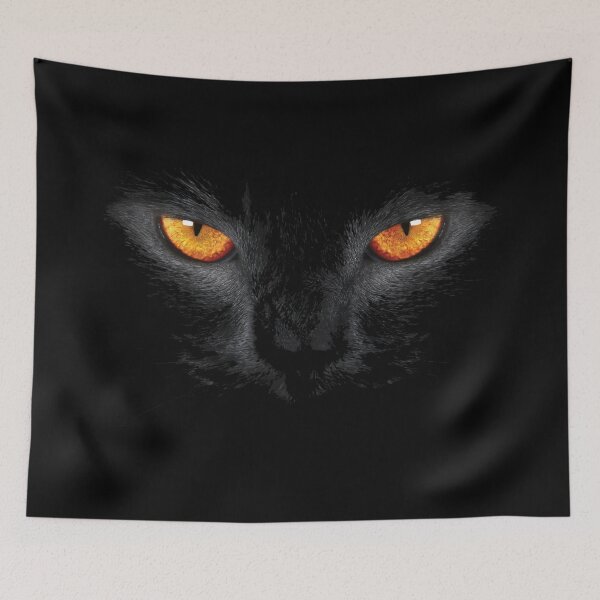 Item preview, Mysterious Black Cat Eyes: Glowing Amber Gaze Art | Ancient Egypt Art designed and sold by GulfSignature.