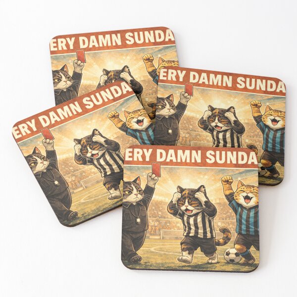 Item preview, Every Damn Sunday – Retro Football Cats Drama designed and sold by MeowMoodArt.