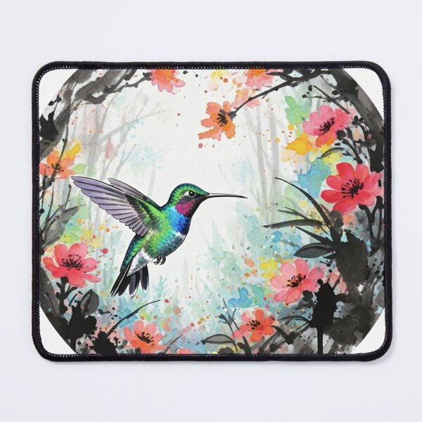 Item preview, Vibrant Hummingbird in Blossom - Watercolor Ink Art designed and sold by Animal Xeno Circus.
