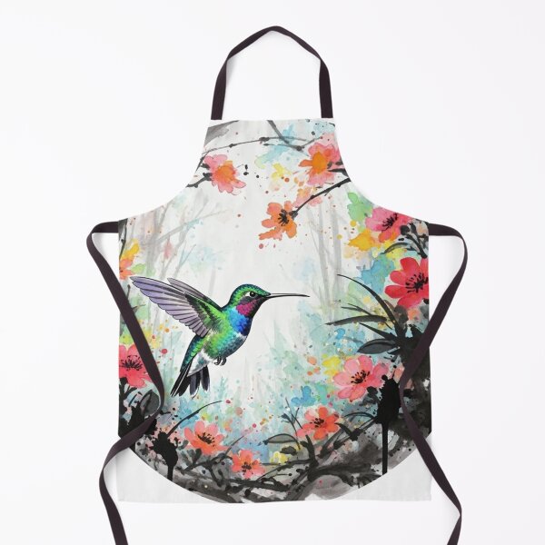 Item preview, Vibrant Hummingbird in Blossom - Watercolor Ink Art designed and sold by Animal Xeno Circus.