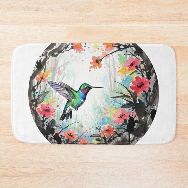 Item preview, Vibrant Hummingbird in Blossom - Watercolor Ink Art designed and sold by Animal Xeno Circus.
