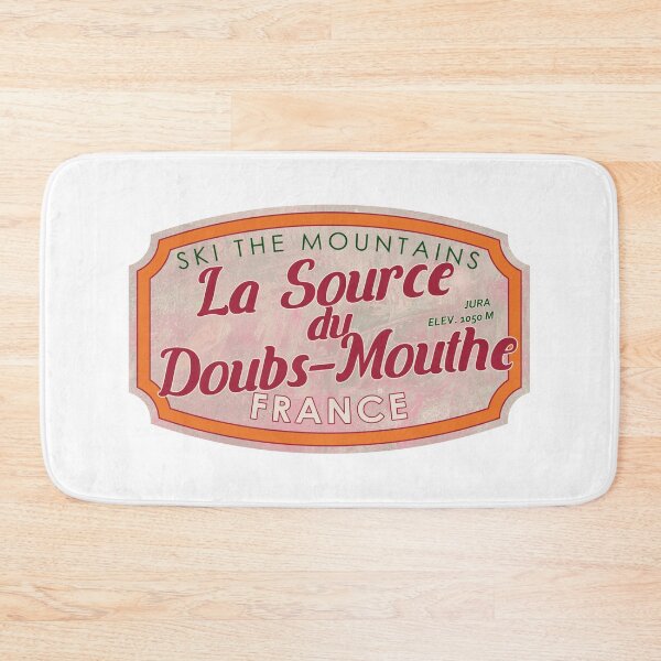 Item preview, La Source du Doubs – Mouthe, France, Jura, Ski, textured skiing badge designed and sold by Wanderful-roads.