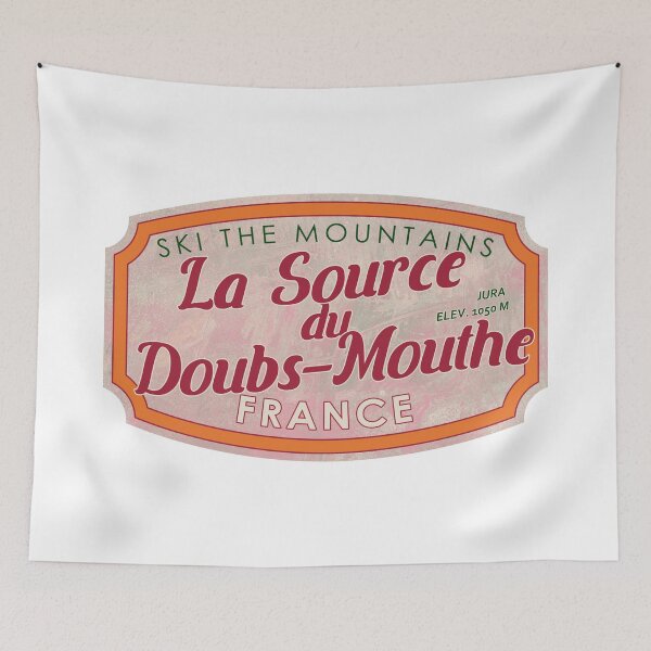 Item preview, La Source du Doubs – Mouthe, France, Jura, Ski, textured skiing badge designed and sold by Wanderful-roads.