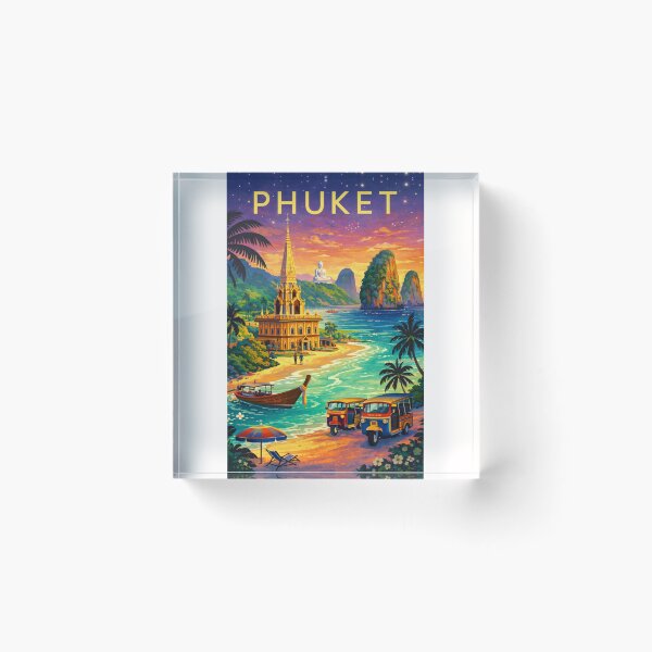 Item preview, Phuket Tropical Coastline at Dusk with Wat Chalong, Big Buddha, Tuk-Tuks and Limestone Cliffs in Thailand designed and sold by Places On Earth.