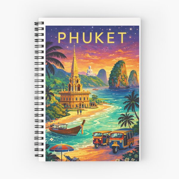 Item preview, Phuket Tropical Coastline at Dusk with Wat Chalong, Big Buddha, Tuk-Tuks and Limestone Cliffs in Thailand designed and sold by Places On Earth.