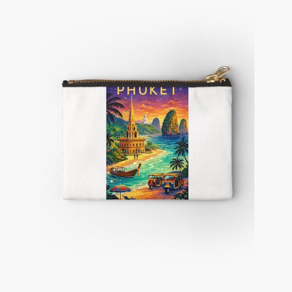 Item preview, Phuket Tropical Coastline at Dusk with Wat Chalong, Big Buddha, Tuk-Tuks and Limestone Cliffs in Thailand designed and sold by Places On Earth.