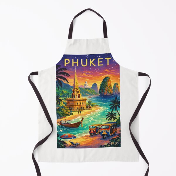 Item preview, Phuket Tropical Coastline at Dusk with Wat Chalong, Big Buddha, Tuk-Tuks and Limestone Cliffs in Thailand designed and sold by Places On Earth.