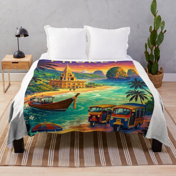 Item preview, Phuket Tropical Coastline at Dusk with Wat Chalong, Big Buddha, Tuk-Tuks and Limestone Cliffs in Thailand designed and sold by Places On Earth.