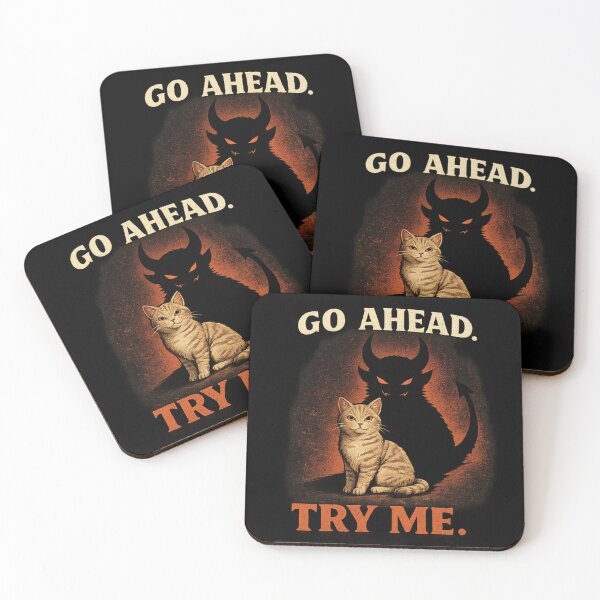 Item preview, Go Ahead Try Me Cat Shirt – Cute Cat With Demon Shadow Funny Graphic Tee designed and sold by ViralByDesign.