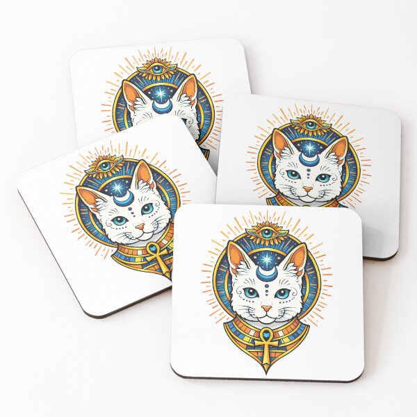 Item preview, Celestial Pharaoh Cat: Eye of Horus & Golden Ankh Art | Ancient Egypt Art designed and sold by GulfSignature.