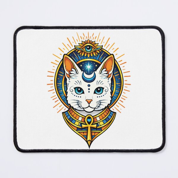 Item preview, Celestial Pharaoh Cat: Eye of Horus & Golden Ankh Art | Ancient Egypt Art designed and sold by GulfSignature.