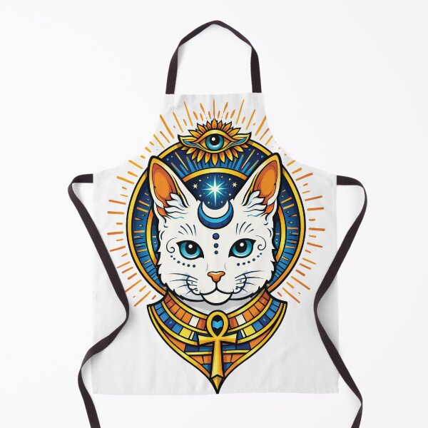 Item preview, Celestial Pharaoh Cat: Eye of Horus & Golden Ankh Art | Ancient Egypt Art designed and sold by GulfSignature.