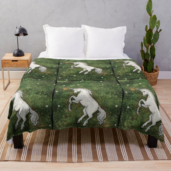 Item preview, Dancing unicorn with elf against a millefleurs background designed and sold by creaphyl28.