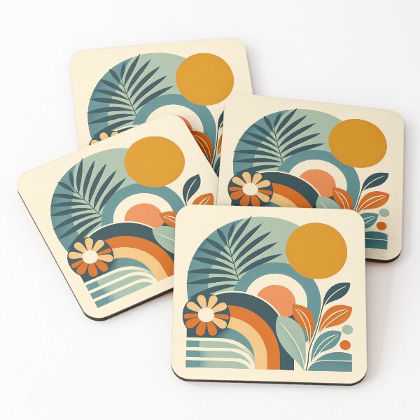 Item preview, Abstract Botanical Shapes with Sun and Leaves designed and sold by InkSmithery.