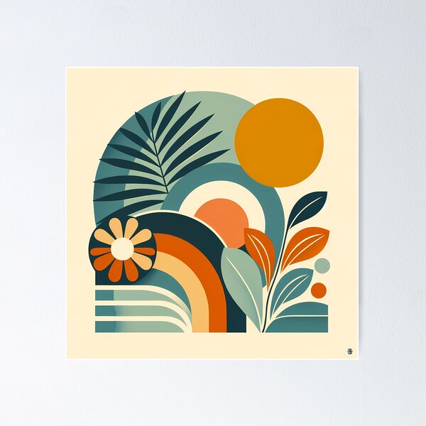 Item preview, Abstract Botanical Shapes with Sun and Leaves designed and sold by InkSmithery.