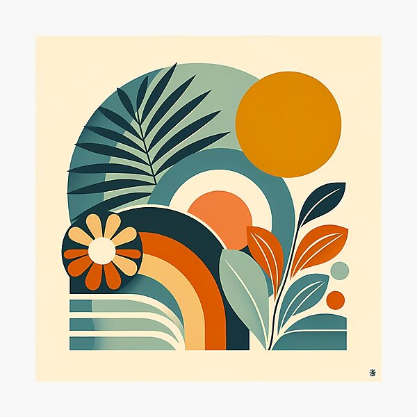Item preview, Abstract Botanical Shapes with Sun and Leaves designed and sold by InkSmithery.