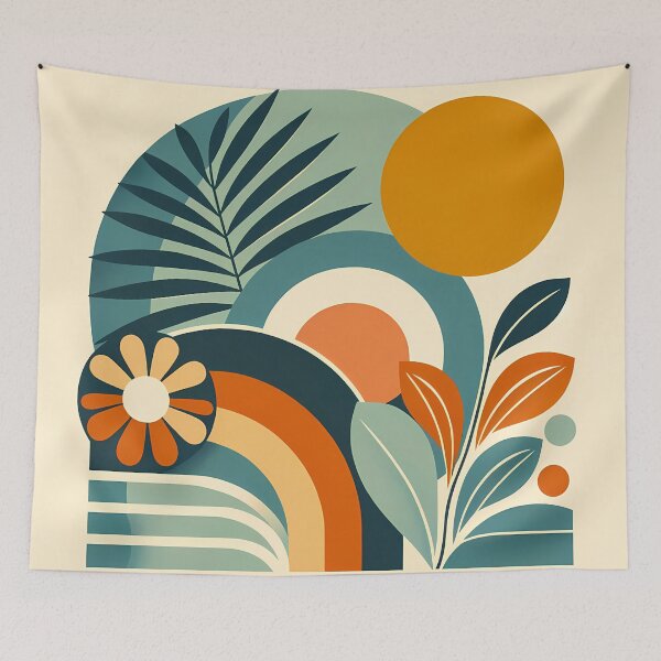 Item preview, Abstract Botanical Shapes with Sun and Leaves designed and sold by InkSmithery.
