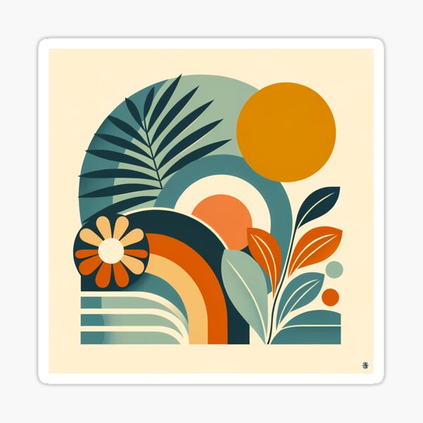 Item preview, Abstract Botanical Shapes with Sun and Leaves designed and sold by InkSmithery.