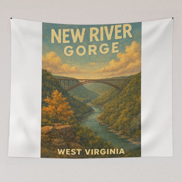 Item preview, New River Gorge Bridge and Appalachian Canyon near Fayetteville and Summersville Lake, West Virginia designed and sold by Places On Earth.