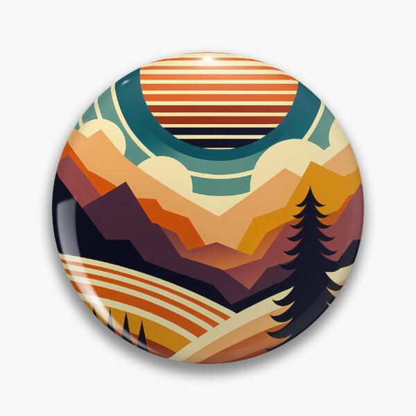 Item preview, Geometric Mountain Sunrise Landscape designed and sold by InkSmithery.