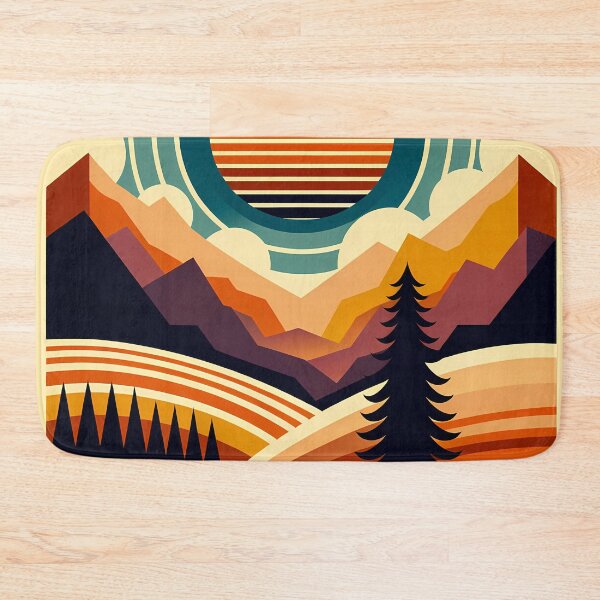 Item preview, Geometric Mountain Sunrise Landscape designed and sold by InkSmithery.