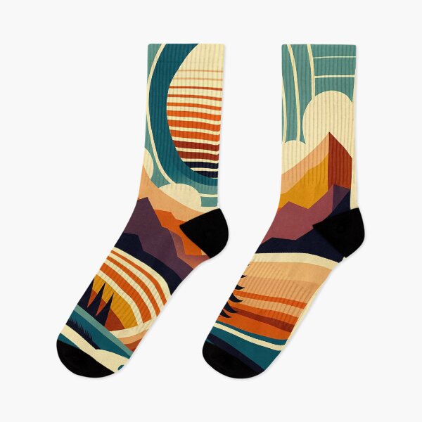 Item preview, Geometric Mountain Sunrise Landscape designed and sold by InkSmithery.