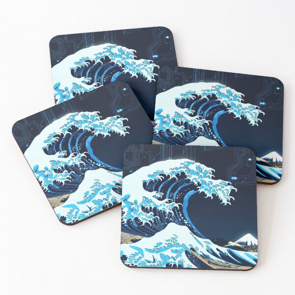 Item preview, Great Wave off Kanagawa Circuit Board - Japanese Cyberpunk Fusion designed and sold by Ink Dynasty.